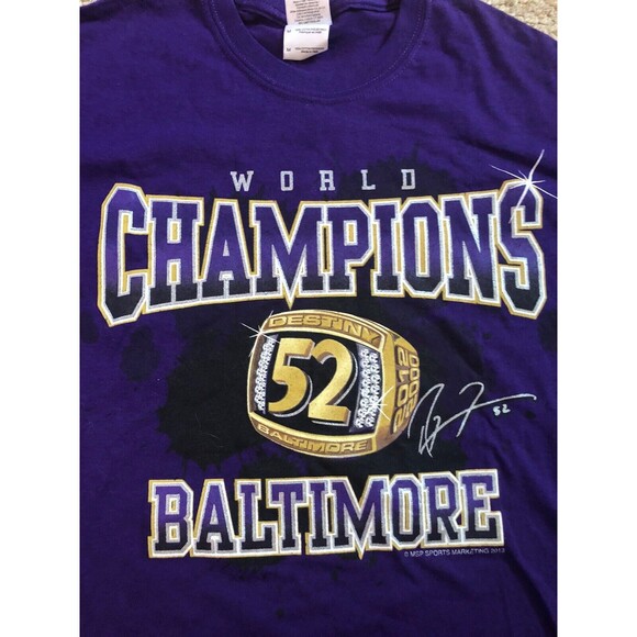 Super Bowl BALTIMORE RAVENS NFL World Champions T shirt Size Medium Purple Men's - Picture 3 of 9